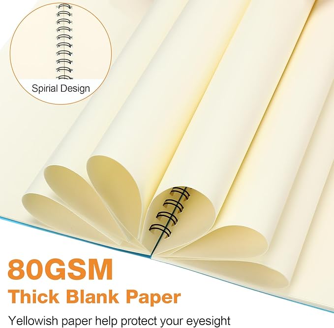 Epakh 36 Pack Blank Spiral Notebook Unlined Notebook Bulk A5 Soft Cover Students Sketchpads Memo Notepad for Drawing Art Back to School Gifts 100 Pages/ 50 Sheets, 8.3 x 5.5 Inches(Multicolor)