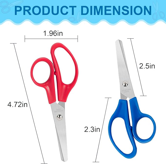 Toidgy 100 Pack Kids Scissors, 5 Inch Scissors Bulk for School, Blunt Tip Scissor for Kids Student Teacher,Kids Safety Scissor for Preschool Classroom Office Home,School Supplies Craft Cutting Paper