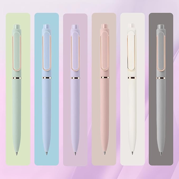 Gel Pens, 6 Pack 0.5mm Fine Point Black Ink Smooth Writing Pens for Journaling, Nurse Aesthetic Cute Office School Supplies, Gifts for Women and Men.