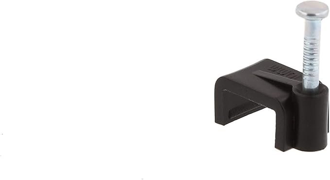 Secure 10mm Black Flat Nail Cable Clip for Coax, Ethernet, and Telephone Cable Management - 100 Pack