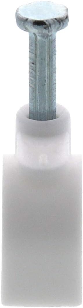 Secure 8mm White Round Nail Cable Clip for Coax, Ethernet, and Telephone Cable Management - 100 Pack