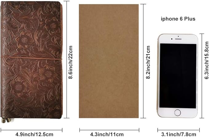 Refillable Leather Journal, Handmade Coffee Leather Notebook with Bookmark for Men & Women, Vintage Notepad Sketchbook Perfect for Writing, Gifts, Travelers (Coffee, Standard)