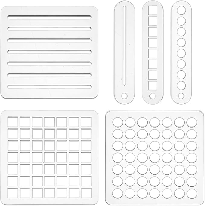BENECREAT 6 Styles Bullet Journaling Stencils, Reusable Acrylic Template, Mini Calendar Square, Stencil Set for Dotted Journals, Planner Accessories, Scrapbooking, Habit Tracker