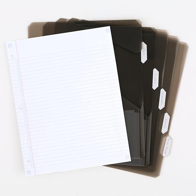 Five Star Flex Refillable Notebook + Study App, College Ruled Paper, 1 Inch TechLock Rings, Pockets, Tabs and Dividers, 200 Sheet Capacity, Black (29328AA2) (Pack of 6)