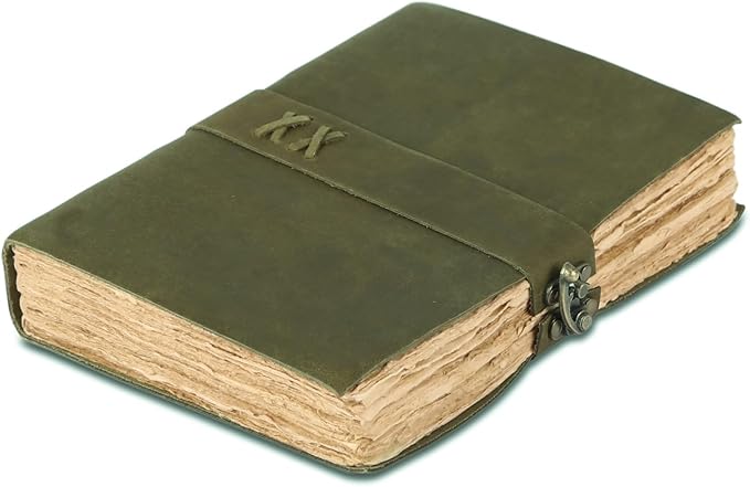 Vintage Leather Journal Handmade Buffalo Deckle Edge Paper – Leather Bound Journal for Women Men Vintage C-Lock Closure Ideal for Writing & Travel for Artists