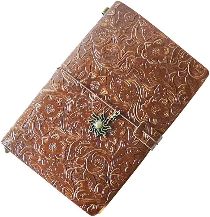Refillable Leather Journal, Handmade Notebook with Bookmark for Men & Women, Vintage Notebook perfect for writing, gifts, travelers (Coffee, A5)