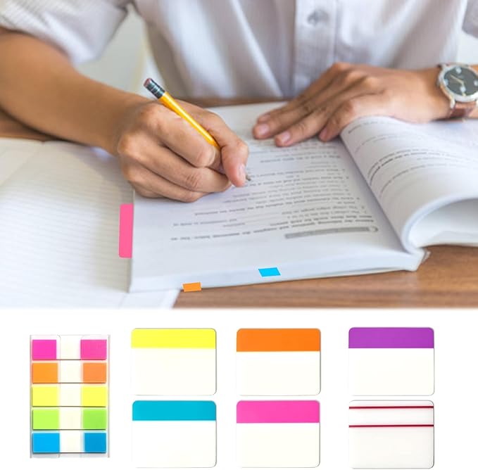 580 Pcs Sticky Index Tabs, 2 Inch Writable Page Markers, Colorful Repositionable Self-Adhesive Tabs for Books, Binders, Notebooks, File Folders and Classifying Documents (25 Sheets 12 Colors)