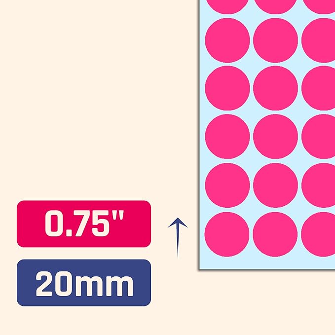 2000 Pack, 3/4" Round Dot Stickers Circle Labels - Pink