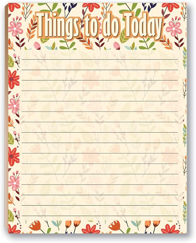Stonehouse Collection | Floral Notepads | 4 To Do List Assorted Notepads | USA Made Blank Notepads (Floral)