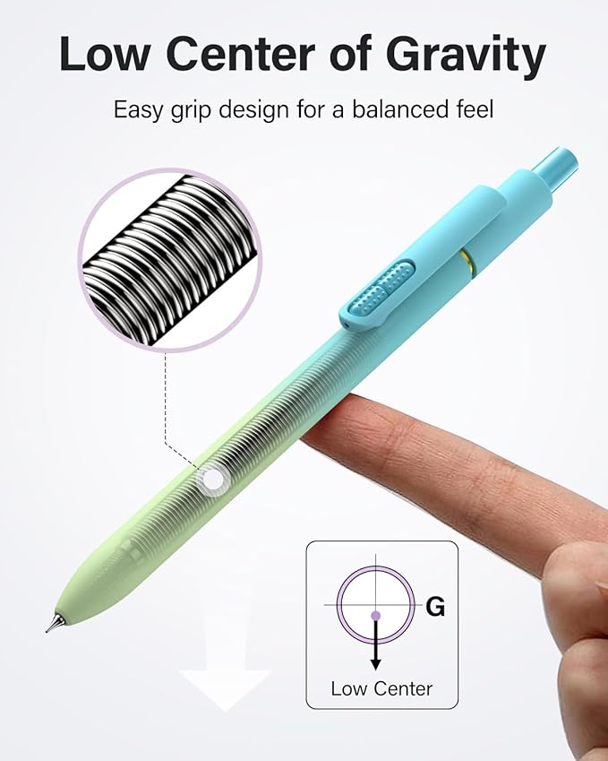 inkipen- 16 Pack Pens, Gel pens Black Ink, Fine Point(0.5mm),Quick-Drying Smooth Writing,School and Office Supplies （colorful）