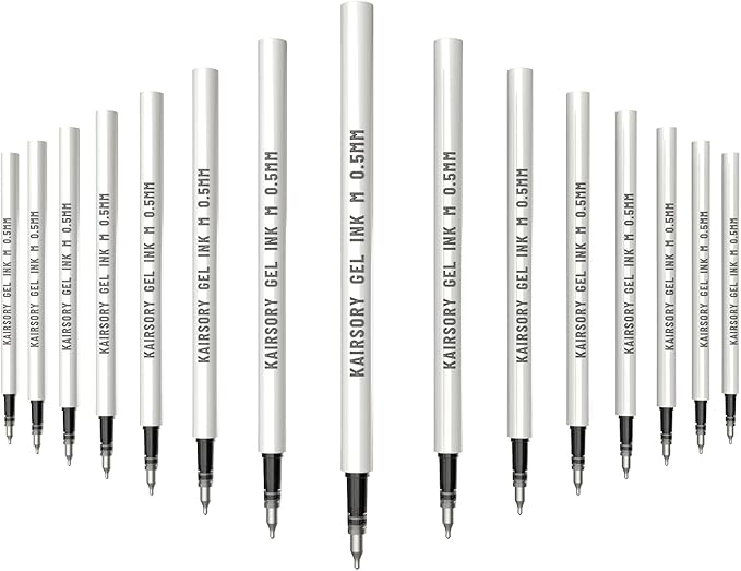 Black Gel Pens Refills,Retractable Gel Ink Pen Refill Bulk,pen refills for twist pens,Fine Point 0.5mm Black Ink, Smooth Writing Retractable Click Pen Refill(15 Pcs Pen Refills-Black Ink-0.5mm)