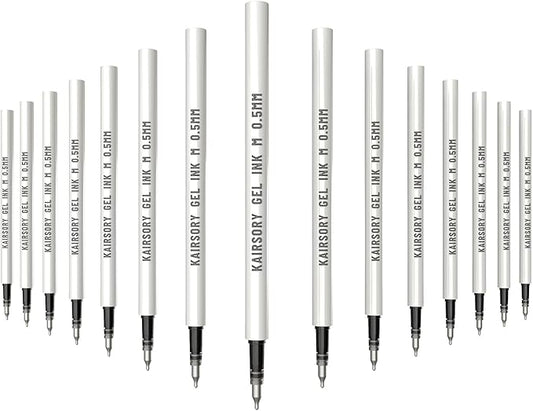 Black Gel Pens Refills,Retractable Gel Ink Pen Refill Bulk,pen refills for twist pens,Fine Point 0.5mm Black Ink, Smooth Writing Retractable Click Pen Refill(15 Pcs Pen Refills-Black Ink-0.5mm)