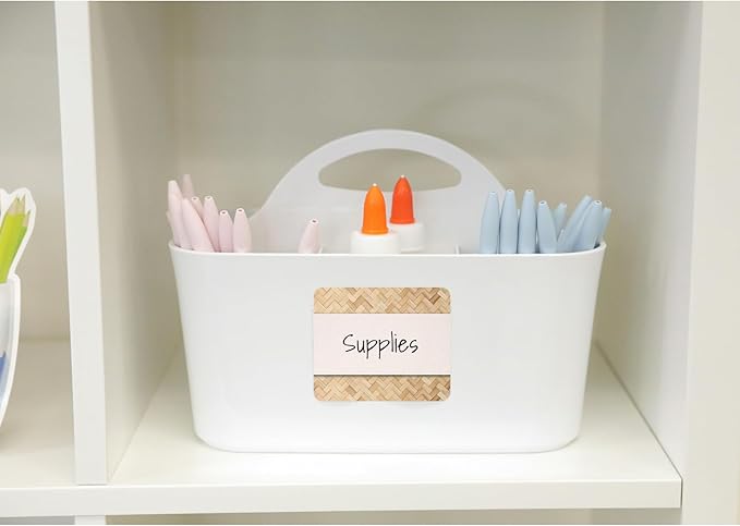 Carson Dellosa True to You 40PC Name Tags, Wicker Linen Boho Nametags for Daycare Labels, Locker Organization, Hello My Name is Stickers, Back to School Decor, Classroom Essentials, Teacher Supplies