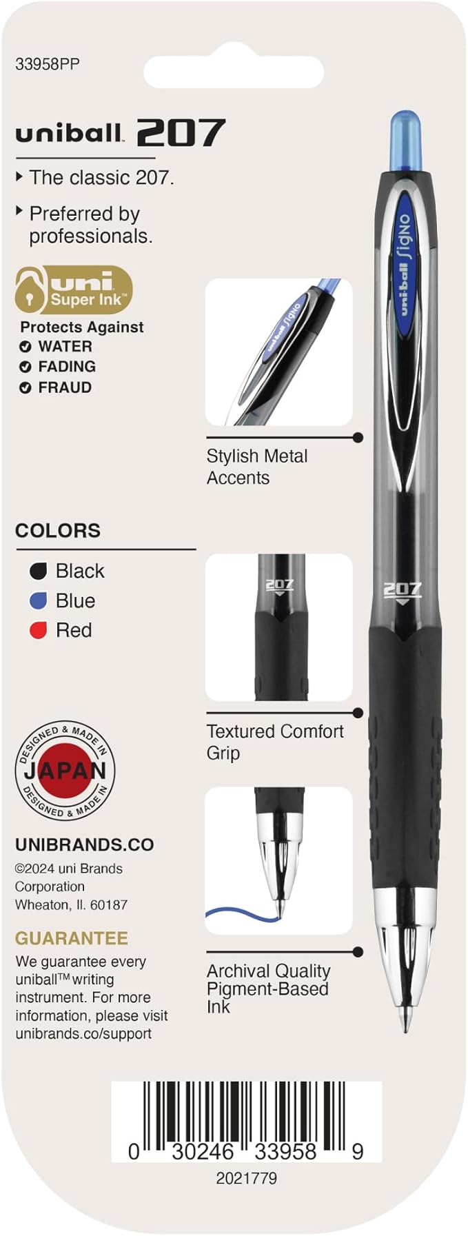 uniball 207 Retractable Gel Pens, Medium Point (0.7mm), Assorted, 3 Pack