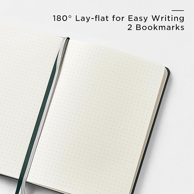 &And Per Se 10-Pack Dotted Notebooks, A5 Hardcover Journal Set, 160 Pages, 100gsm Paper, Office Supply Bulk Order, Corporate Workshop Materials – 3 Sticker Sheets Each (Green)