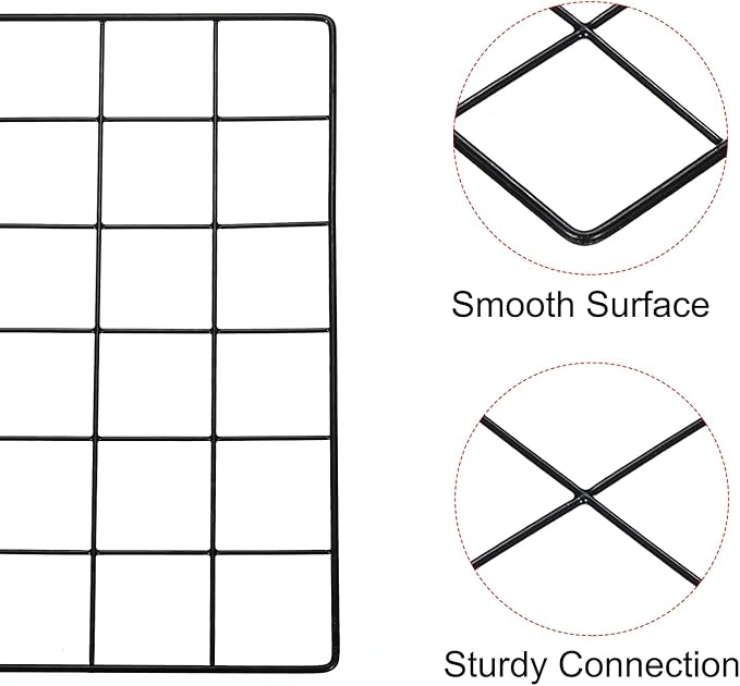 PATIKIL 16"x12" Wire Grid Panel, 1 Pack Wall Grid Decorative Panels Board Photo Pictures Display Decor Hanging Organizer for Home Office, Black