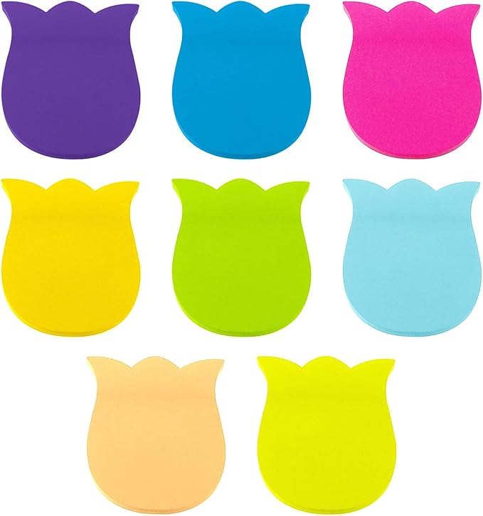 Sticky Notes, 560 Sheets 3 × 3 Inches Tulip Shape Self Sticky Notes Pad, Colour Sticky Notes, Bright Colors Self-Stick Pads for Home Office Notebook(8 Color)