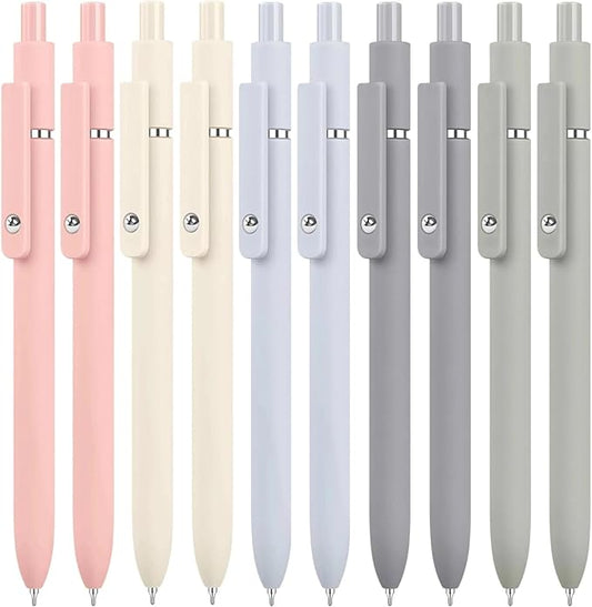 Donyang 10PCS Gel Pens Black Ink Fine Point Pens With Smooth Writing, Office Supplies, Christmas Anniversary Birthday Gifts for Men Women, Quick Dry Pens For Journaling, Nurse Aesthetic Pen (Morandi)