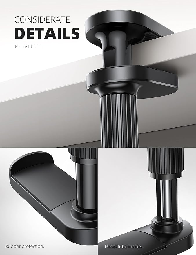 Lamicall Headphone Stand, Headset Holder - [2025 Upgarded] 360° Rotating Headphone Hanger, Earphone Holder Hook Mount Clamp Under Desk for Airpods Max, Sennheiser, More, Black