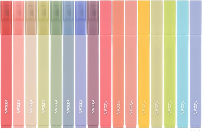 YISAN Highlighters Assorted Colors No Bleed,Book Pastel Highlighters Bible Pens,Soft Tip for Journal,Aesthetic,Vintage,70979