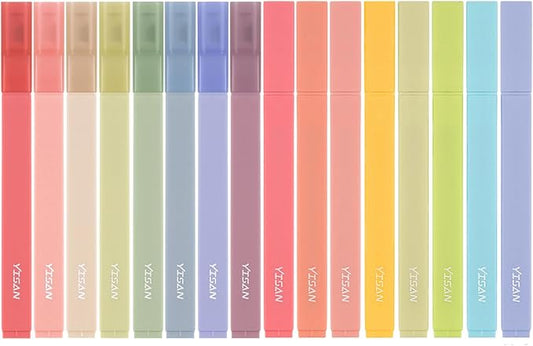 YISAN Highlighters Assorted Colors No Bleed,Book Pastel Highlighters Bible Pens,Soft Tip for Journal,Aesthetic,Vintage,70979