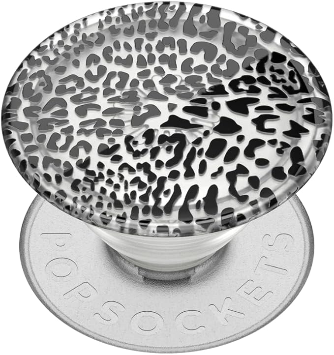 PopSockets Adhesive Phone Grip, Holder, Phone Stand, Plant-based - Translucent Black Leopard