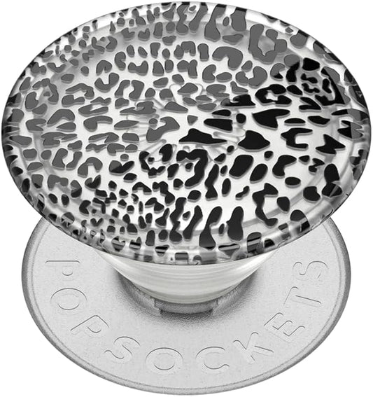 PopSockets Adhesive Phone Grip, Holder, Phone Stand, Plant-based - Translucent Black Leopard