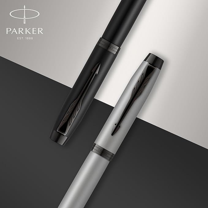 Parker IM Rollerball Pen, Fine Point, Matte Black with Black Trim, Black Ink Refill, Gift Box – Ideal for Smooth Writing, Students & Professionals