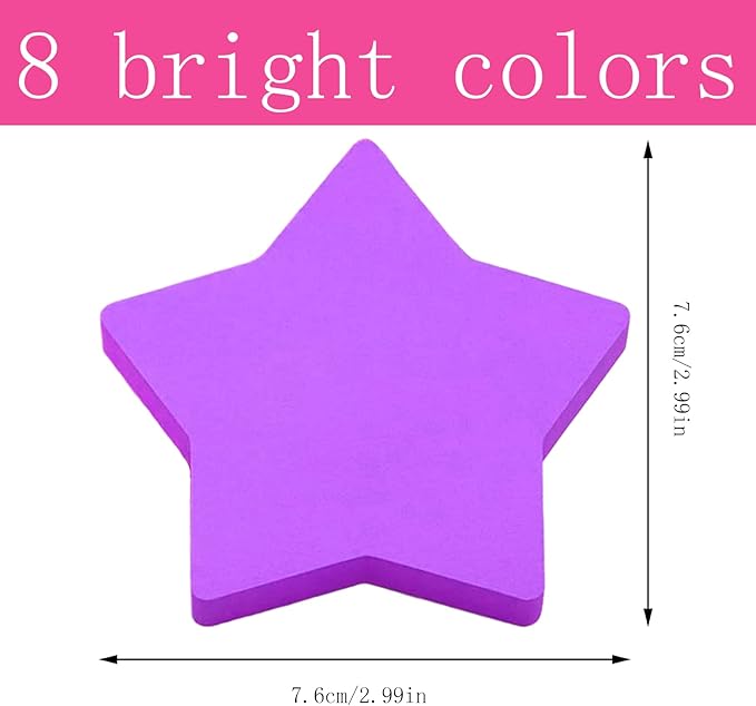 Sticky Notes, 560 Sheets 3 × 3 Inches Pentagram Shaped Bright Colors Self Sticky Notes Pad Colour Sticky Notes for Home Office Notebook(8 Color)