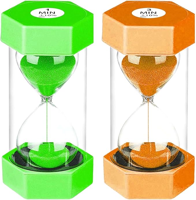 SuLiao Hourglass Sand Timer for Adult,Plastic Sand Clock 1/5 Minutes Set,Large Blue Green Sand Watch 1&5Min,Reloj de Arena Niños,Colorful Hour Glass Sandglass Timer for Classroom,Games,Kitchen,Decor