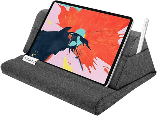 Moko Tablet Pillow Stand, Soft Bed Pillow Holder Xmas Gift for up to 11" Pad, Fits iPad 10.2"(9th Gen), New iPad mini 6 8.3" Air 4/3, iPad Pro 11/10.5/9.7, Mini 5 4, Galaxy Tab S6/S7 11", Space Gray