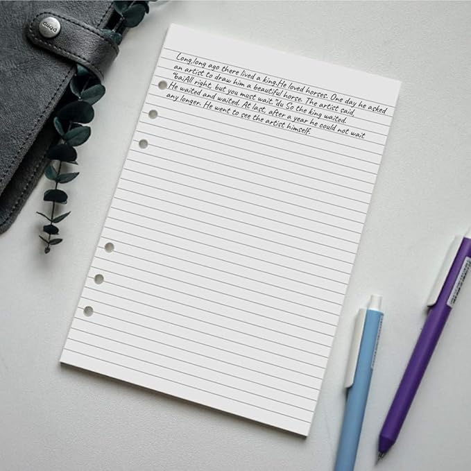 (5 Pack) A5 Lined Refills Paper for Filofax Planner/Binders/Organizer, 6 Hole Punched, Total 500 Sheets/1000 Pages, 100gsm, White, 5.8 x 8.2 Inch Filler Paper