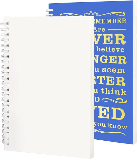 2Pcs Blank Spiral Notebook,Inspirational Gifts A5 Hardcover Sketch Book,Art Sketchbook for Drawing, Unlined, Plain Sketch Book for Women Men Work Writing,160 Pages (2, Blank Page Dark Blue)
