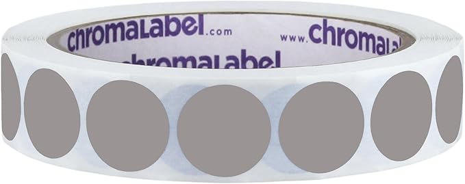 ChromaLabel 3/4 Inch Circle Labels, Removable Colored Stickers for Home, Office, and School Projects - 1000 Sticky Dots per Roll, Gray