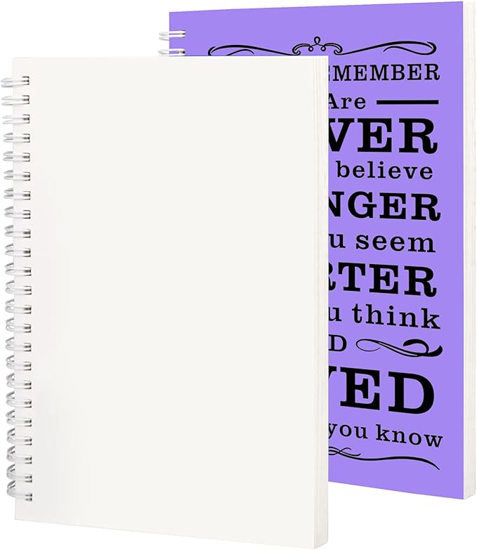 2Pcs Blank Spiral Notebook,Inspirational Gifts A5 Hardcover Sketch Book,Art Sketchbook for Drawing, Unlined, Plain Sketch Book for Women Men Work Writing,160 Pages (2, Blank Page Purple)