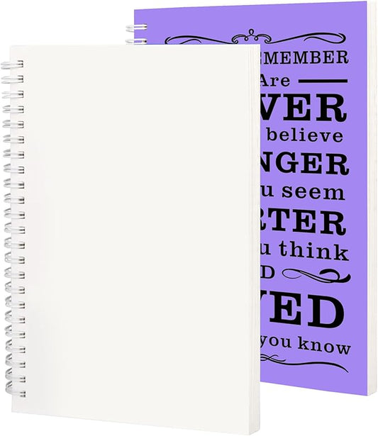 2Pcs Blank Spiral Notebook,Inspirational Gifts A5 Hardcover Sketch Book,Art Sketchbook for Drawing, Unlined, Plain Sketch Book for Women Men Work Writing,160 Pages (2, Blank Page Purple)