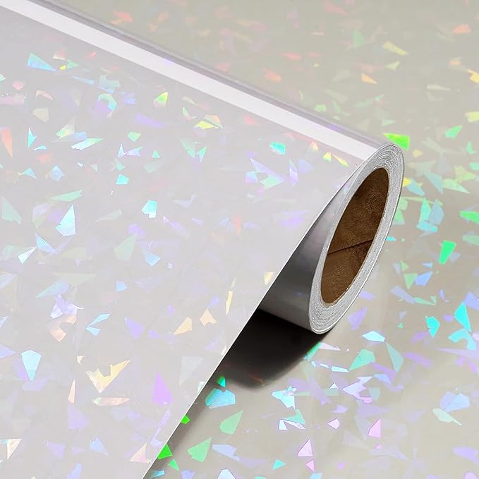 Livelynine 15.8x394 Holographic Contact Paper Clear Wallpaper Peel and Stick Laminate Sheets Diamond Waterproof Vinyl Film Self Adhesive Laminating Roll for Posters Cards Crafts Kids Stickers Walls