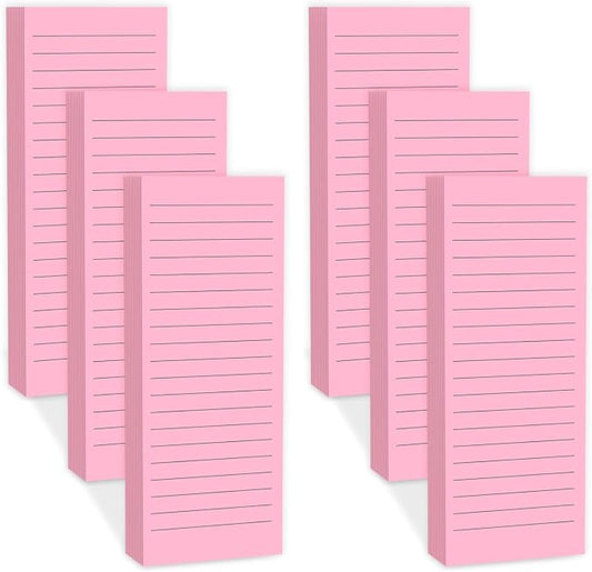 Magnetic Notepads Note Pads for Fridge with Full Magnet Back, 180 Sheets Pink Lined Refrigerator Notepad, 30 Sheets Per Pad for Grocery List, Shopping List, Office, Home, To-Do Lists & Memos