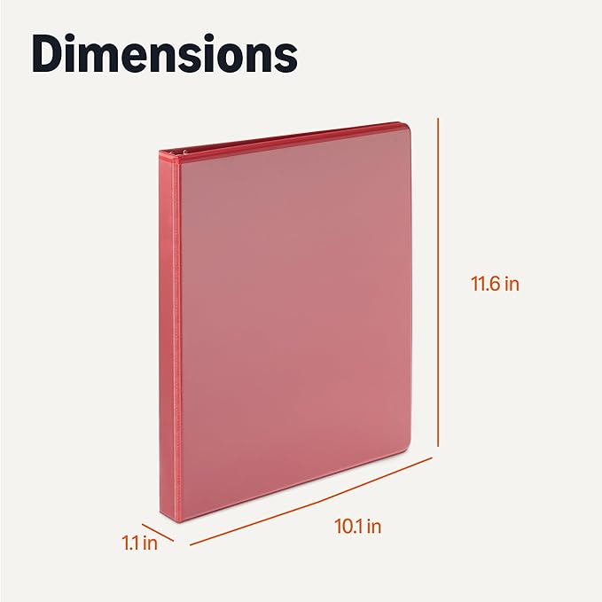Amazon Basics Economy 3 Ring Binder, 1/2" D-Ring with 2 Pockets, Assorted Colors, 4-Pack