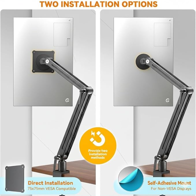 Portable Monitor Holder Mount Arm - Strong Magnetic Support up to 12.9 14.6 15.6 18.4 18.5 inch 360° Rotating Base Swivel for iPad Pro/Mini/Air/Surface/Samsung Bearing Over 5lbs