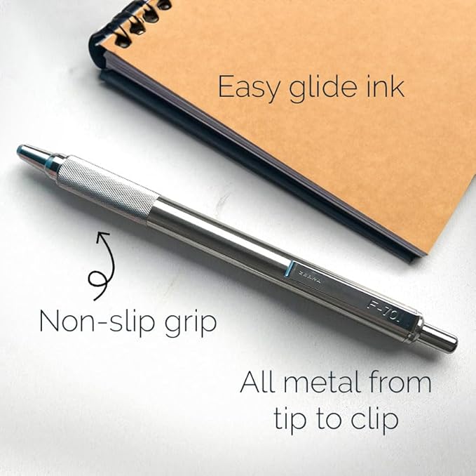 Zebra Pen M/F 701 Stainless Steel Mechanical Pencil and Ballpoint Pen Set, Fine Point, HB Lead and Black Ink, Ideal for Tactical Use, 2-Pack Gift Set (10519)