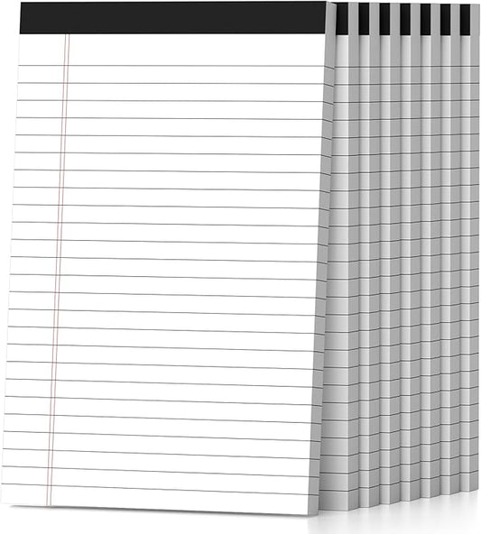 8 Pack Note Pads 5 x 8 Inch, White Narrow Ruled Small Legal Pads, Perforated Notepad 5 x 8 Lined Writing Pads, College Lined Legal Notepads for To-do Lists, Daily Note-taking, School and Office