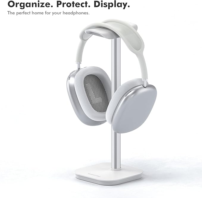 Headphone Stand, Desktop Headset Holder Heavy Base Desk Earphone Stand Aluminum Gaming Headset Hanger Rack Compatible with AirPods Max, AirPods Pro, Sony, Beats, Bose, Razer (White)