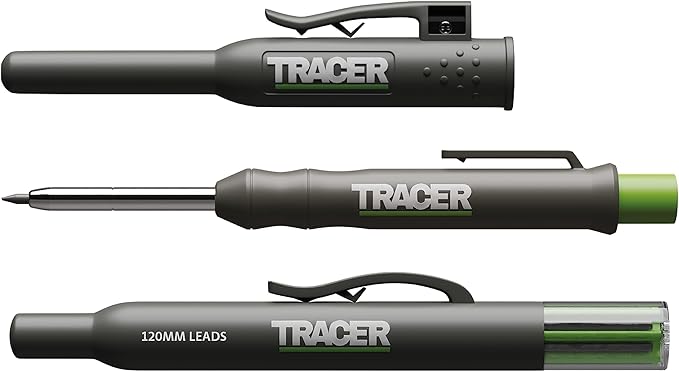Tracer Mechanical Carpenter Pencils Set with Replacement Lead (6 Pack) - Construction Pencil with Site Holster - All In One Marking Kit for Carpenter Tools Contractor Pencils - AMK1