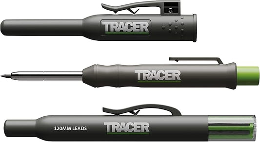 Tracer Mechanical Carpenter Pencils Set with Replacement Lead (6 Pack) - Construction Pencil with Site Holster - All In One Marking Kit for Carpenter Tools Contractor Pencils - AMK1