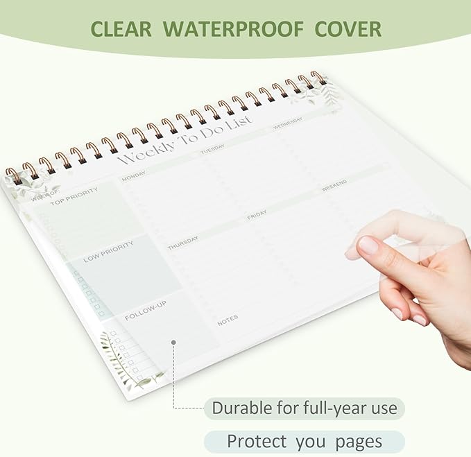 Weekly To Do List Notepad with 52 Undated Sheets (8.5"×11"), Desk Weekly Planner Notepad for Office Desk Accessories and School Supplies (Green)