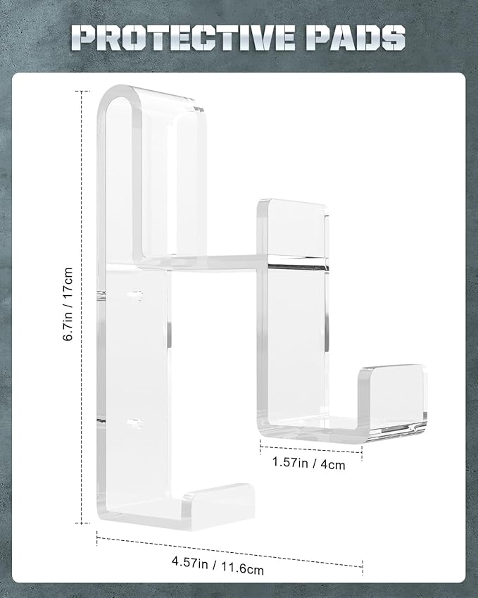 Controller Holder, Moko Dual Gamepad Headphone Hanger & Controller Fits STEAM, PS3, PS4, PS5, Xbox 360, PC, Switch/Switch 2, Wall Mount Stand for All Kinds of Headsets, Clear, Clear
