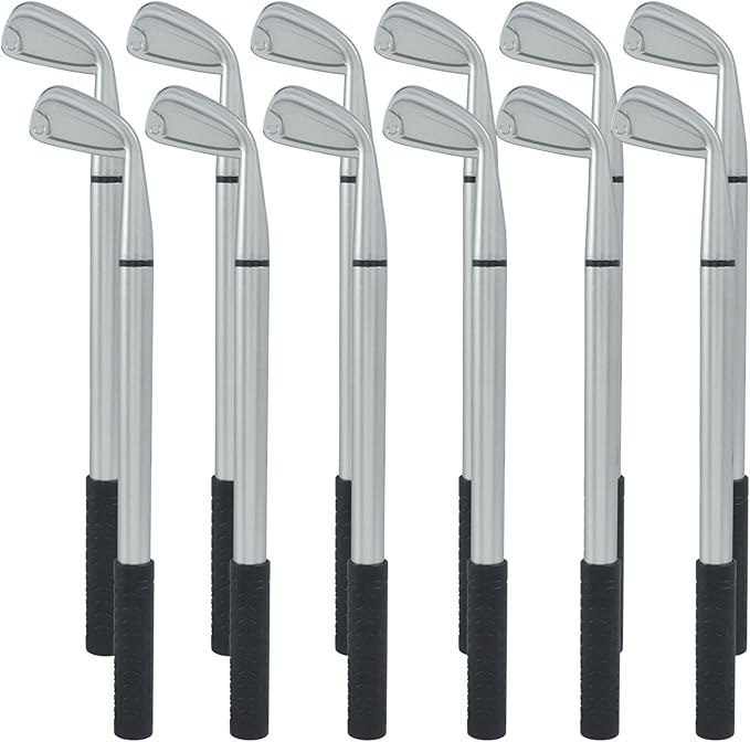BokWin 12 Pack Golf Ballpoint Pen， Mini Golfing Club Props - Funny Sports Themed Black Ink Writing Instruments for Students, Coworkers, Office Use, and Stationery Supplies Gift Idea