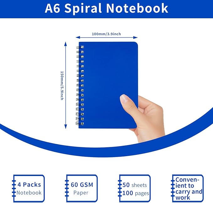 YiHenTiezz Spiral Notebook 4Pack Pocket Notebook 4.2"x 6.1" Pocket Notepad Small Notebook (8packBeige)