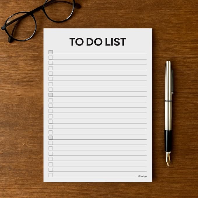 To Do List Notepad, A5 Size (8.3"x5.8") Daily To Do List by Category, Premium Thick Paper With Cardboard Back Support, Undated Daily Planner Notebook, Ruled Pages, Checkboxes.